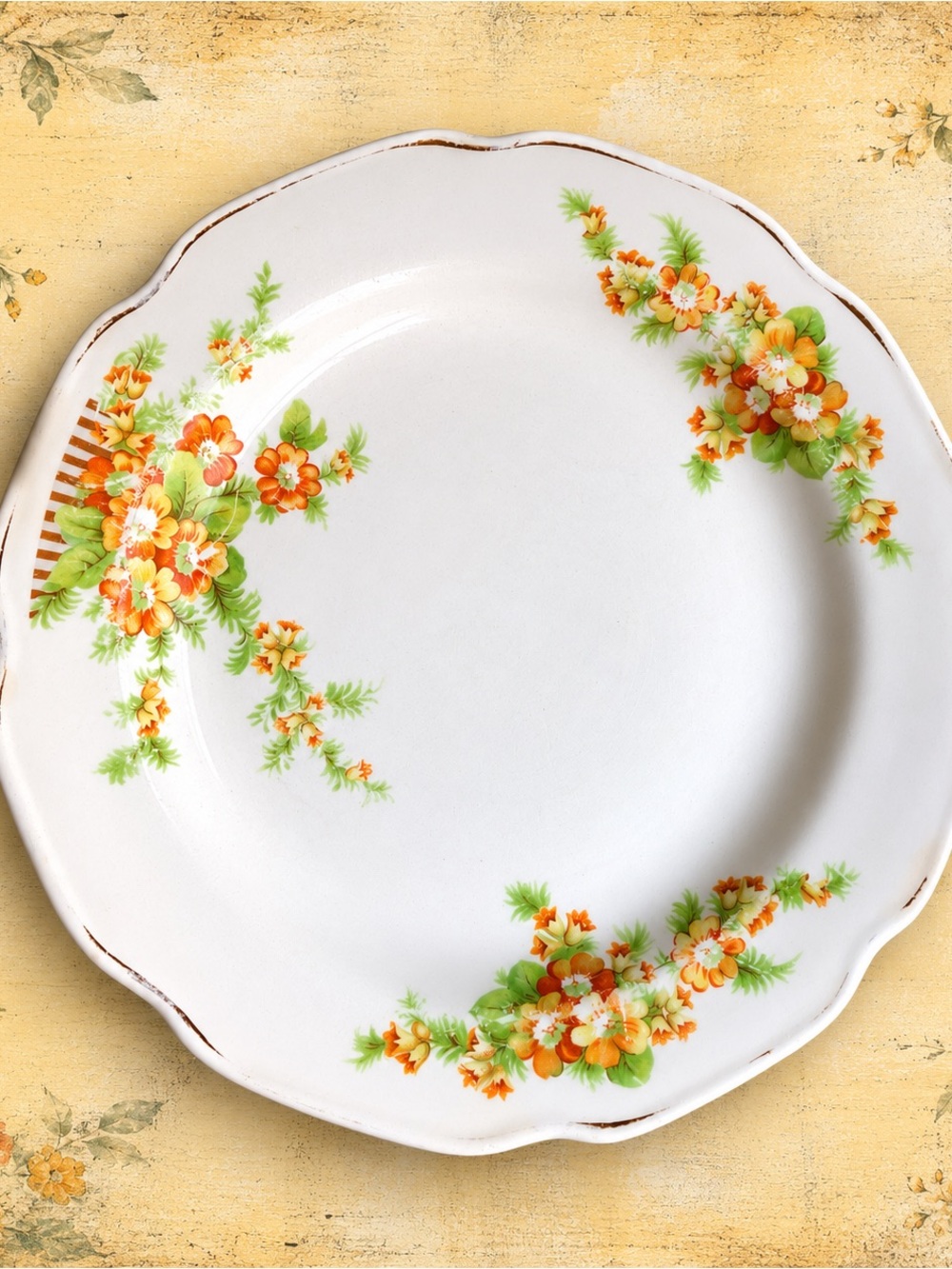 Vintage Scalloped Floral Salad Plate